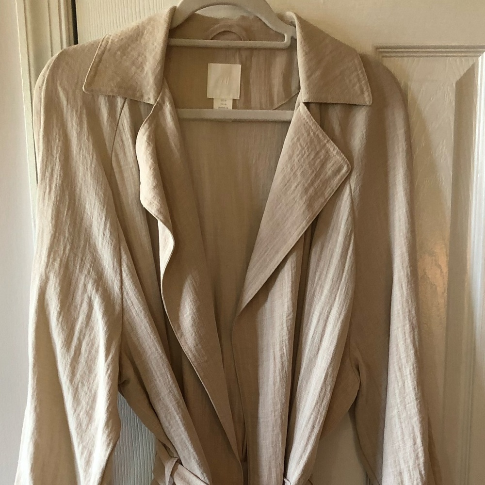 H&M "linen look" long trench jacket